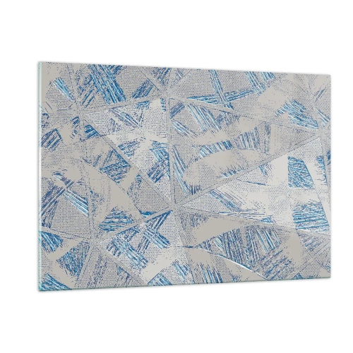 Quadro em vidro - Em um labirinto azul e cinza - 120x80 cm