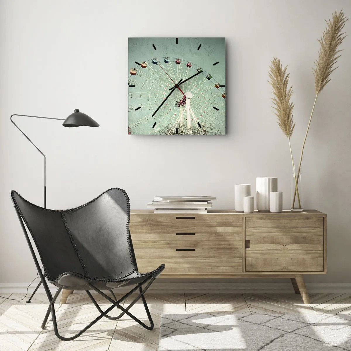 Relógio de parede - Relógio em vidro - Diverte-te - 30x30 cm