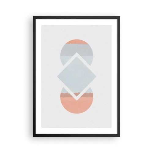 Pôster com moldura preta - Uma composição abstrata de formas geométricas e cores pastéis. - 50x70cm - A situação é clara - Decoração de parede moderna para a sala de estar e quarto ARTTOR