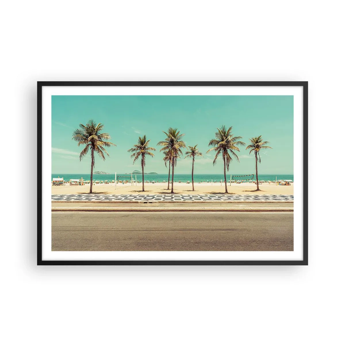 Pôster com moldura preta - Em guarda da praia - 91x61 cm