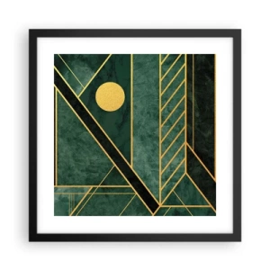 Pôster com moldura preta - A dinâmica do ouro e do azul - 40x40 cm