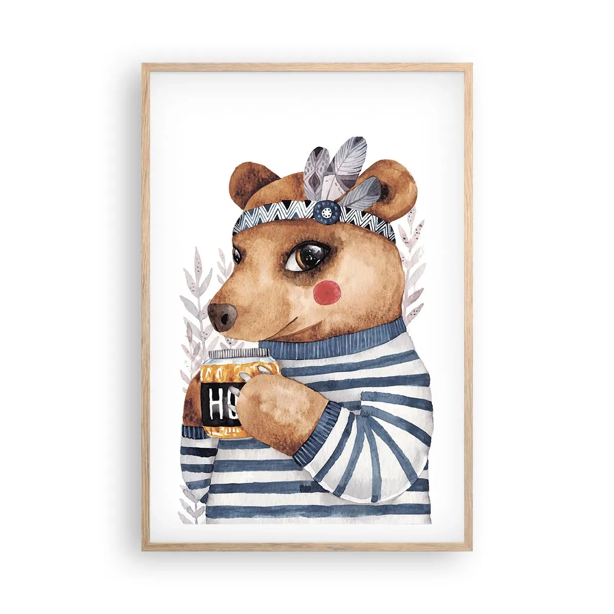 Pôster com moldura de carvalho claro - Doce ursa - 61x91 cm