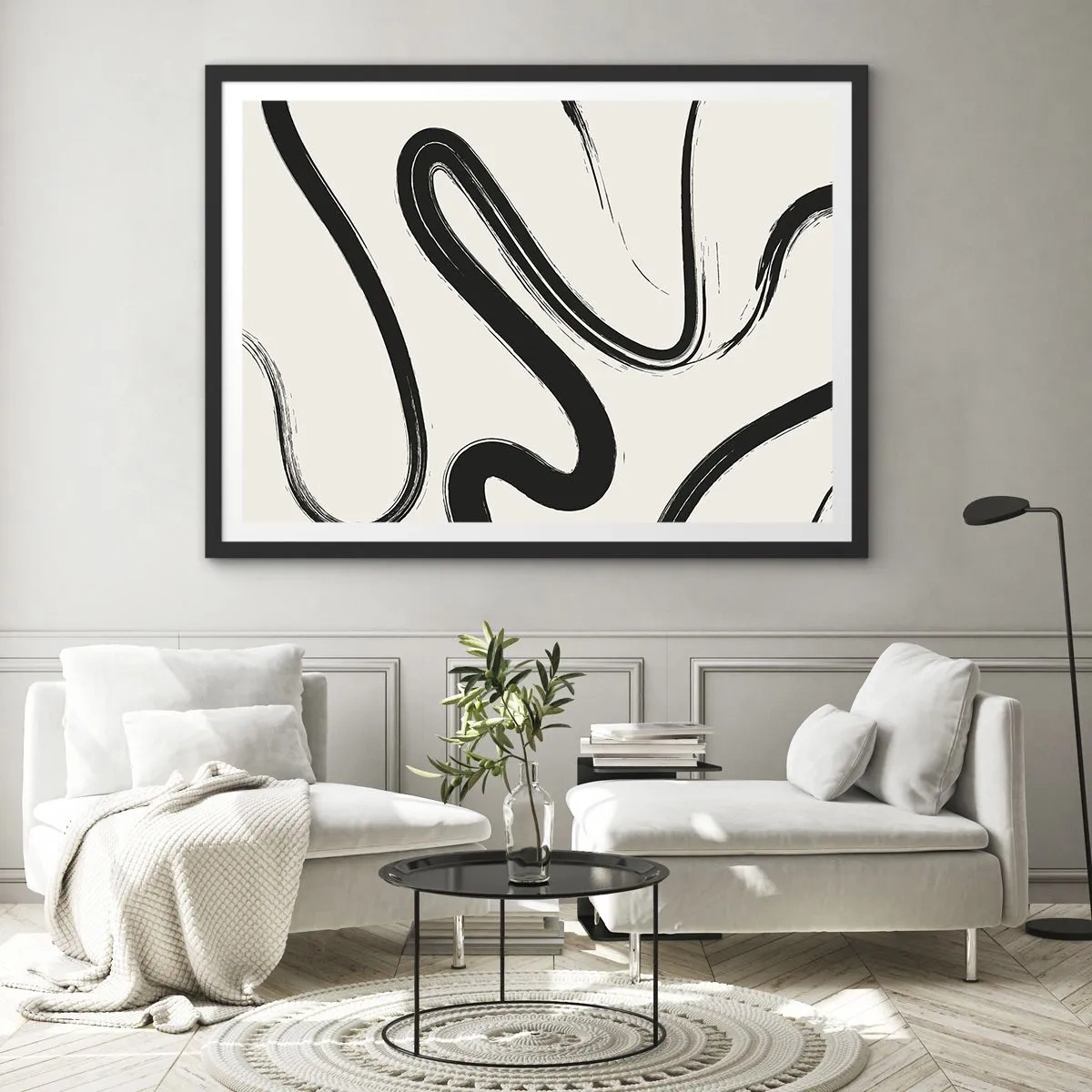 Pôster com moldura preta - Capricho preto e branco - 70x50 cm