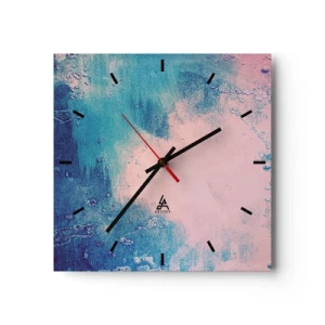Relógio de parede - Relógio em vidro - Abraço azul - 30x30 cm