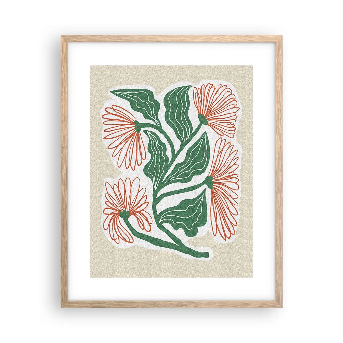 Pôster com moldura de carvalho claro - Folclórico e moderno - 40x50 cm