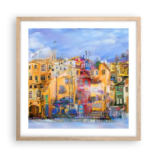 Pôster com moldura de carvalho claro - Estamos juntos - 50x50 cm