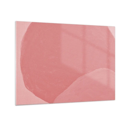 Quadro em vidro - Uma forma abstrata em tons de rosa e cores pastéis. - 70x50cm - Composição orgânica em rosa - Decoração de parede moderna para a sala de estar e quarto ARTTOR