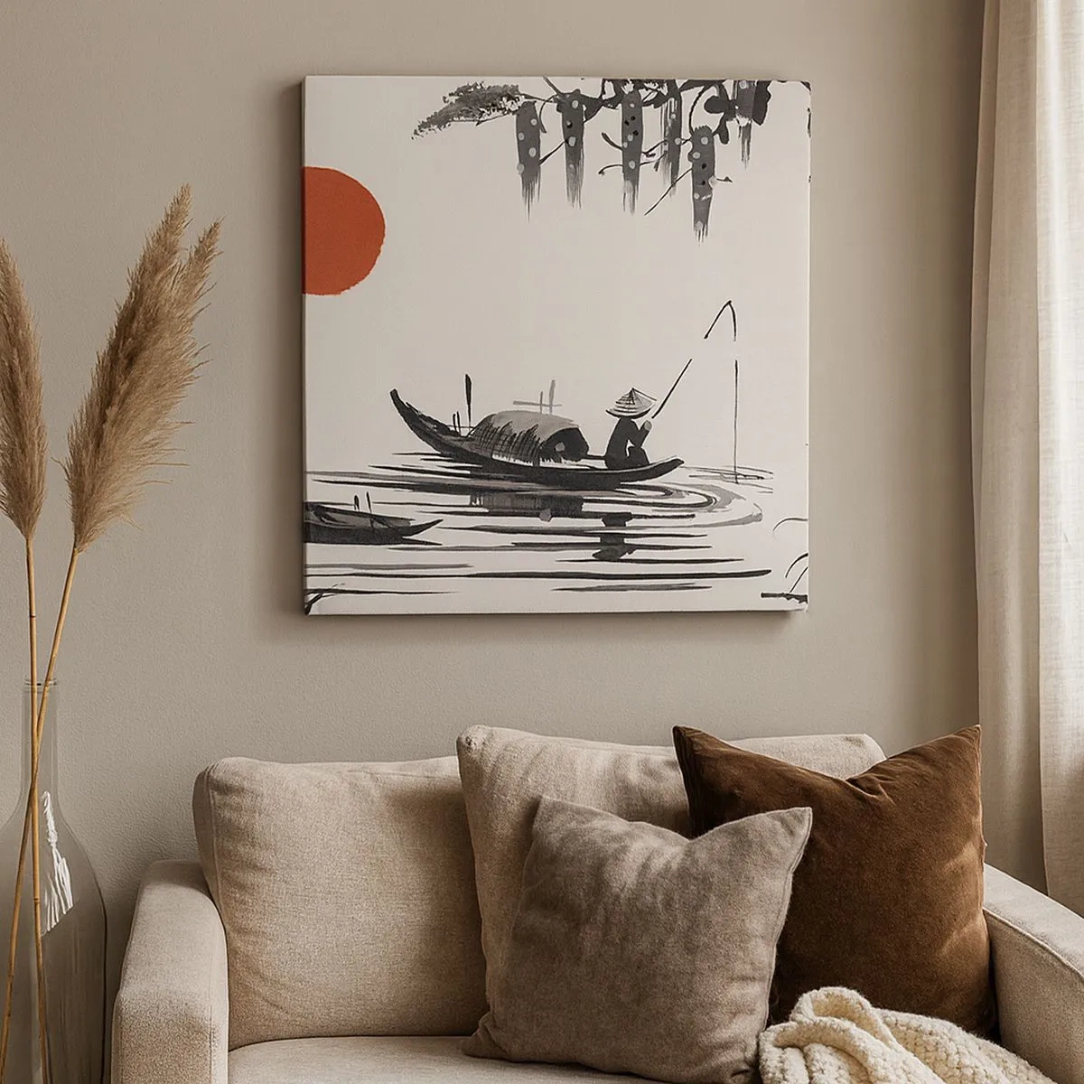 Quadro em tela - Tarde asiática - 30x30 cm