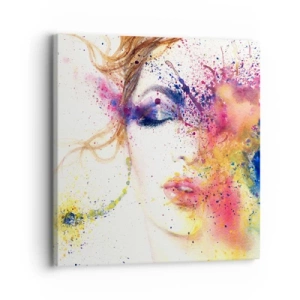 Quadro em tela - Vertigem arco-íris - 30x30 cm