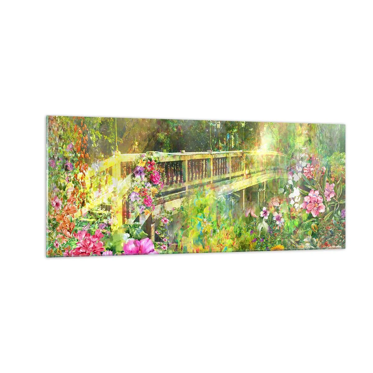 Quadro em vidro - A ponte dos suspiros da primavera - 100x40 cm