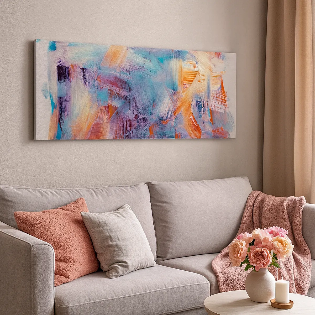 Quadro em tela - Uma bagunça colorida - 30x30 cm