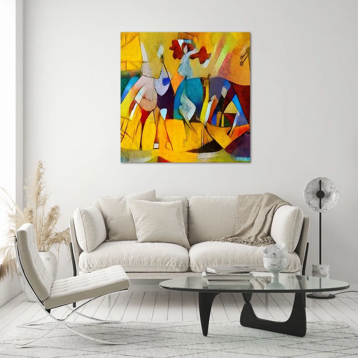 Quadro em vidro - Sol - vida - alegria - 50x50 cm