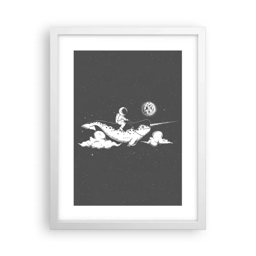 Pôster em moldura branca - Cavaleiro Espacial - 30x40 cm