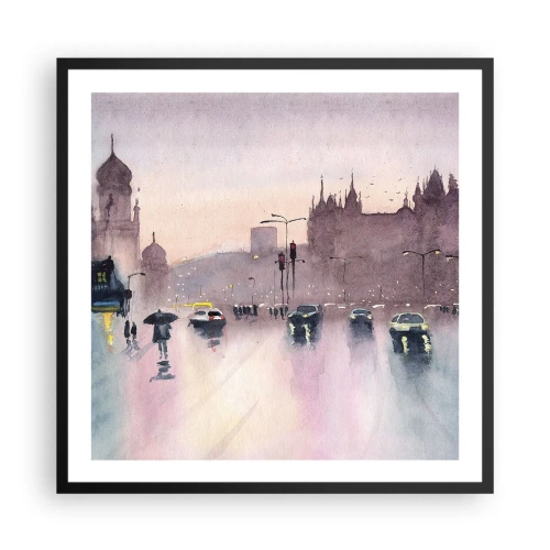 Pôster com moldura preta - Na névoa chuvosa - 60x60 cm