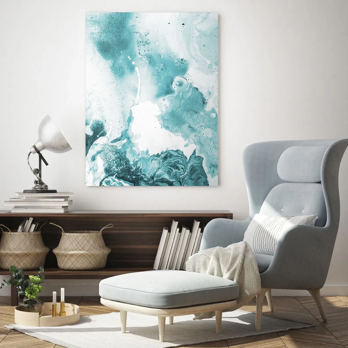 Quadro em vidro - Inundado em azul - 70x100 cm