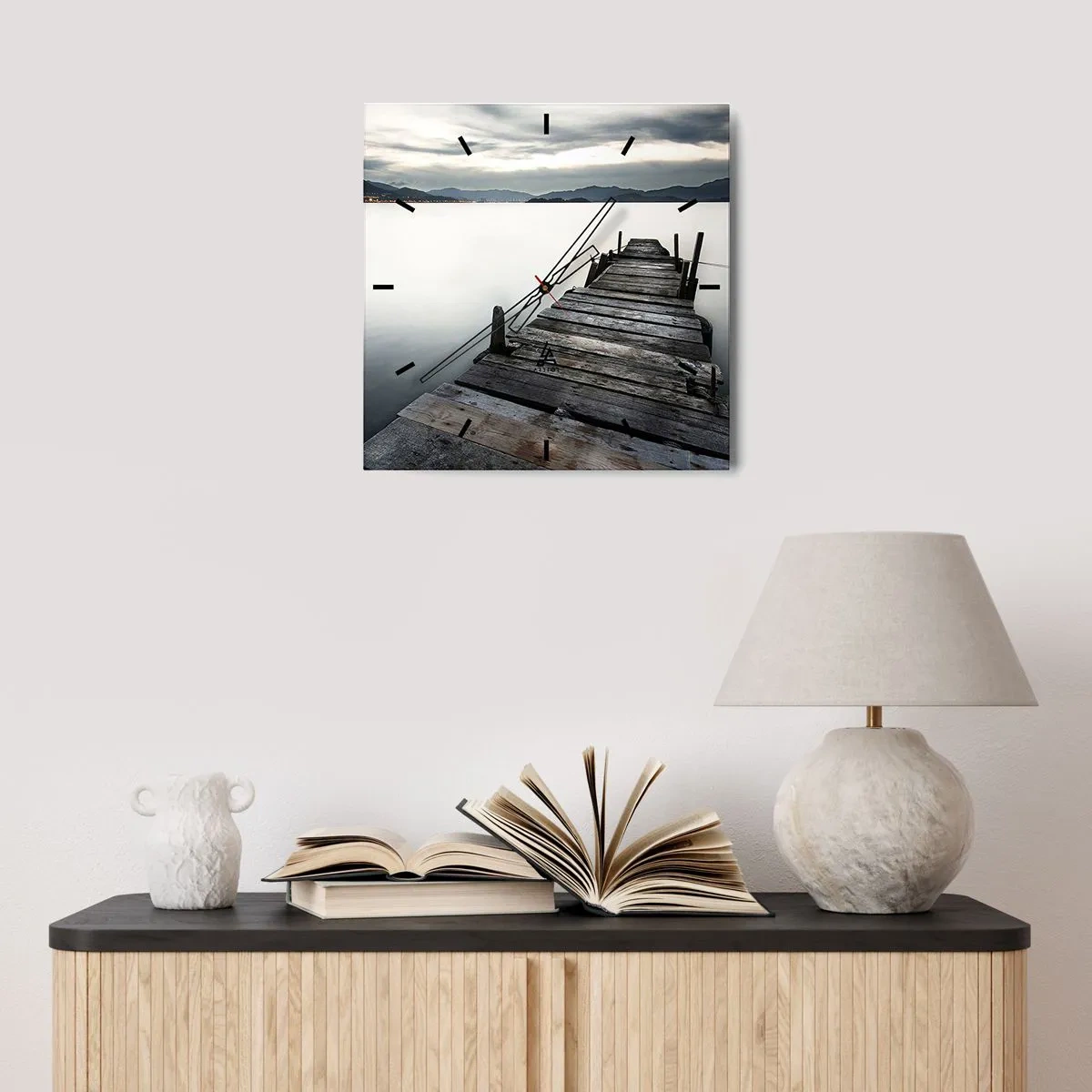 Relógio de parede - Relógio em vidro - Mergulhar em paz - 40x40 cm