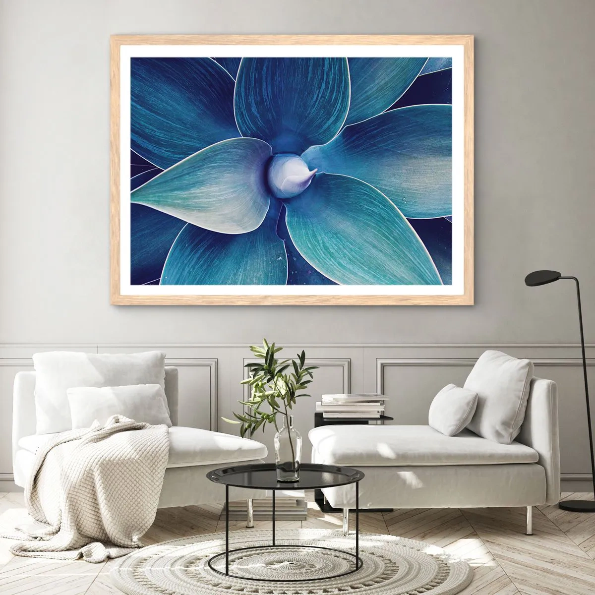 Pôster com moldura de carvalho claro - O azul do céu - 70x50 cm