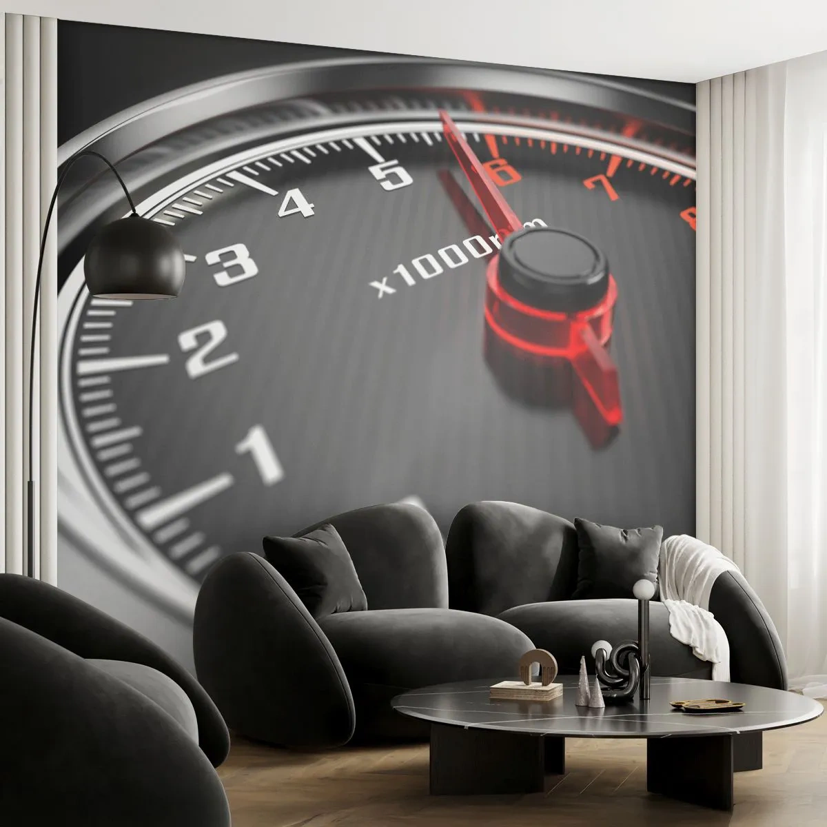 Papel de Parede Premium Canvas - Aceleração máxima - Automotivo, Velocímetro, 3D - 250x175 cm