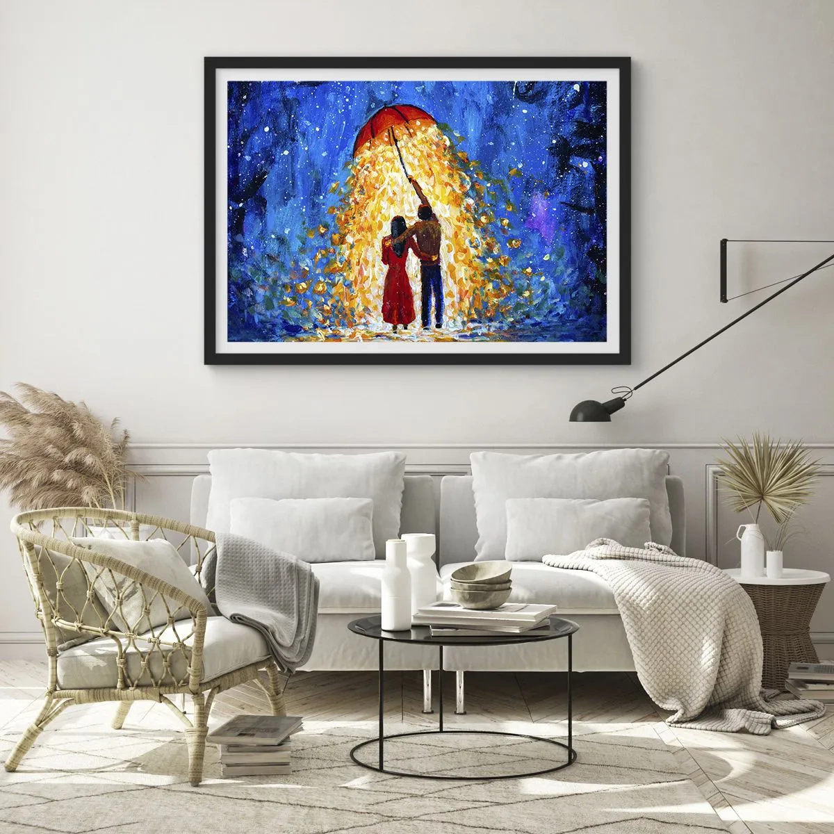 Pôster com moldura preta - A magia de uma noite chuvosa? - 70x50 cm
