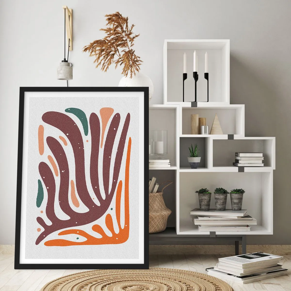 Pôster com moldura preta - Composição orgánica radiante - 40x50 cm