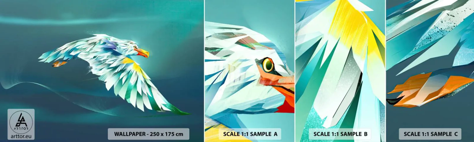 Amostra de papel de parede autocolante Deluxe Sticker - O poder da águia - Abstração, Águia, Pássaro - 100x30 cm