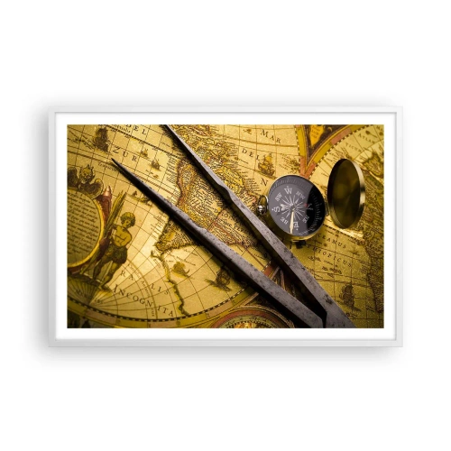 Pôster em moldura branca - Onde estão esses tesouros? - 91x61 cm