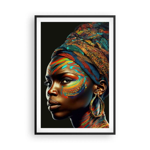 Pôster com moldura preta - Rainha africana - 61x91 cm