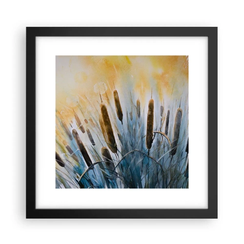 Pôster com moldura preta - O frio da água, o calor do sol - 30x30 cm