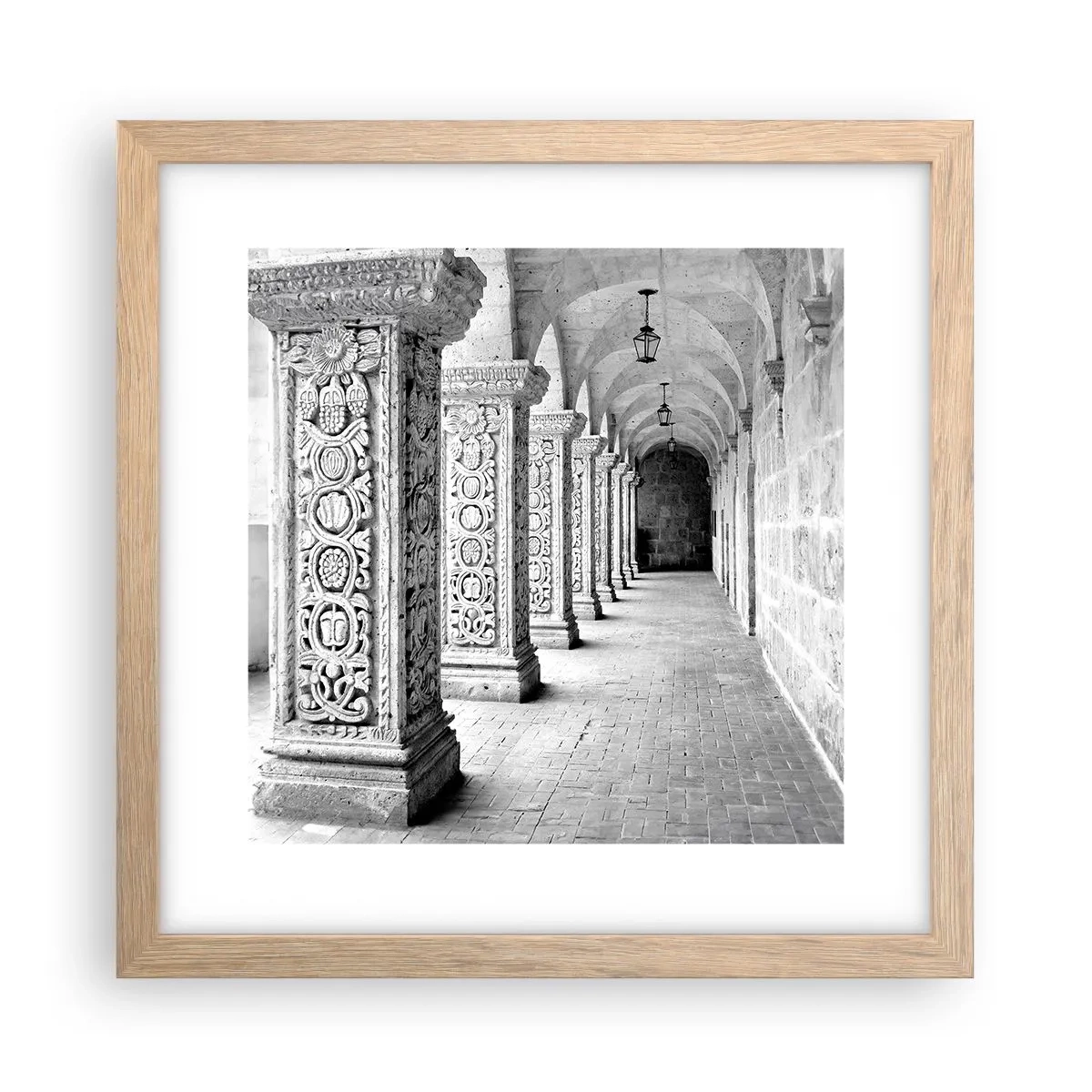 Pôster com moldura de carvalho claro - E para onde...? - 30x30 cm