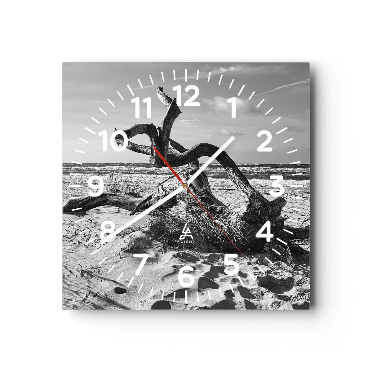 Relógio de parede - Relógio em vidro - Escultura do mar - 40x40 cm