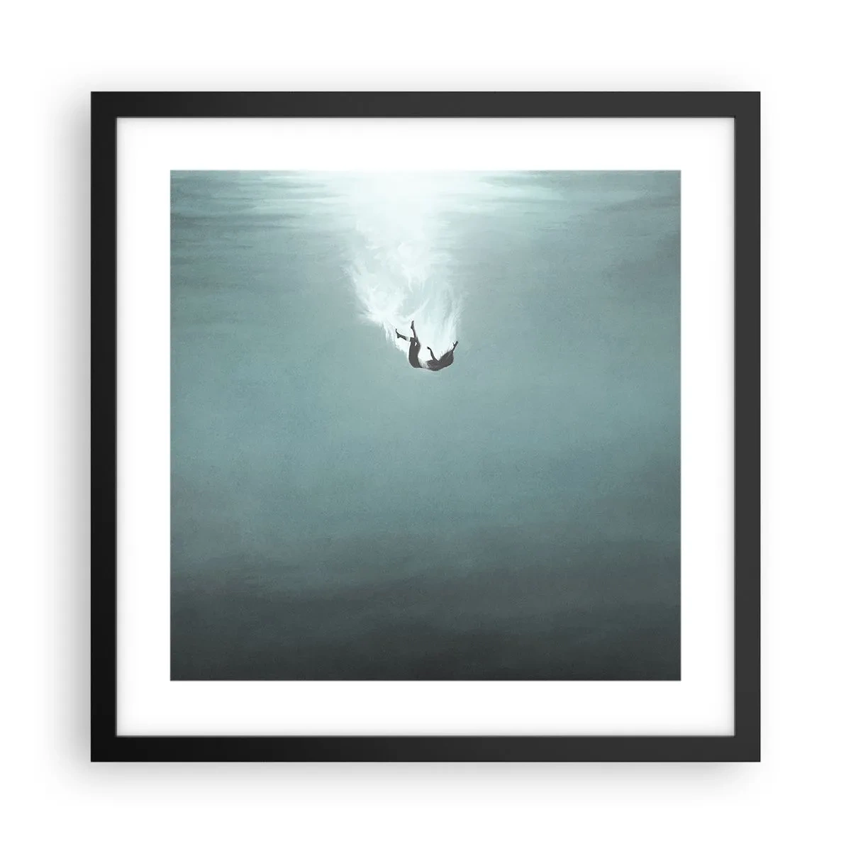 Pôster com moldura preta - Nos braços do oceano - 40x40 cm