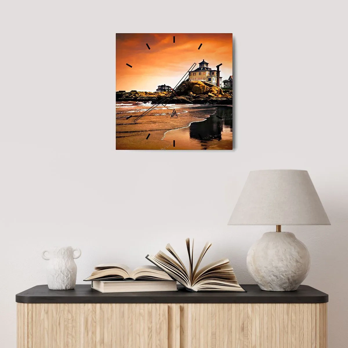 Relógio de parede - Relógio em vidro - Elegância da Costa Oeste - 40x40 cm