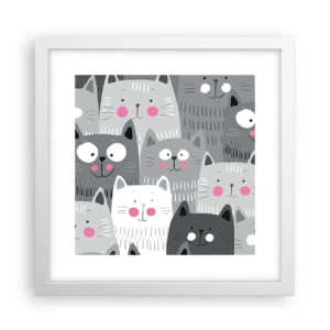 Pôster em moldura branca - O mundo dos gatos - 30x30 cm