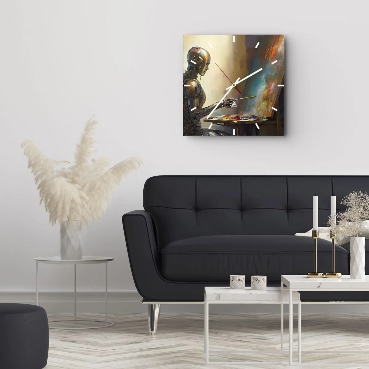 Relógio de parede - Relógio em vidro - A arte do futuro - 30x30 cm