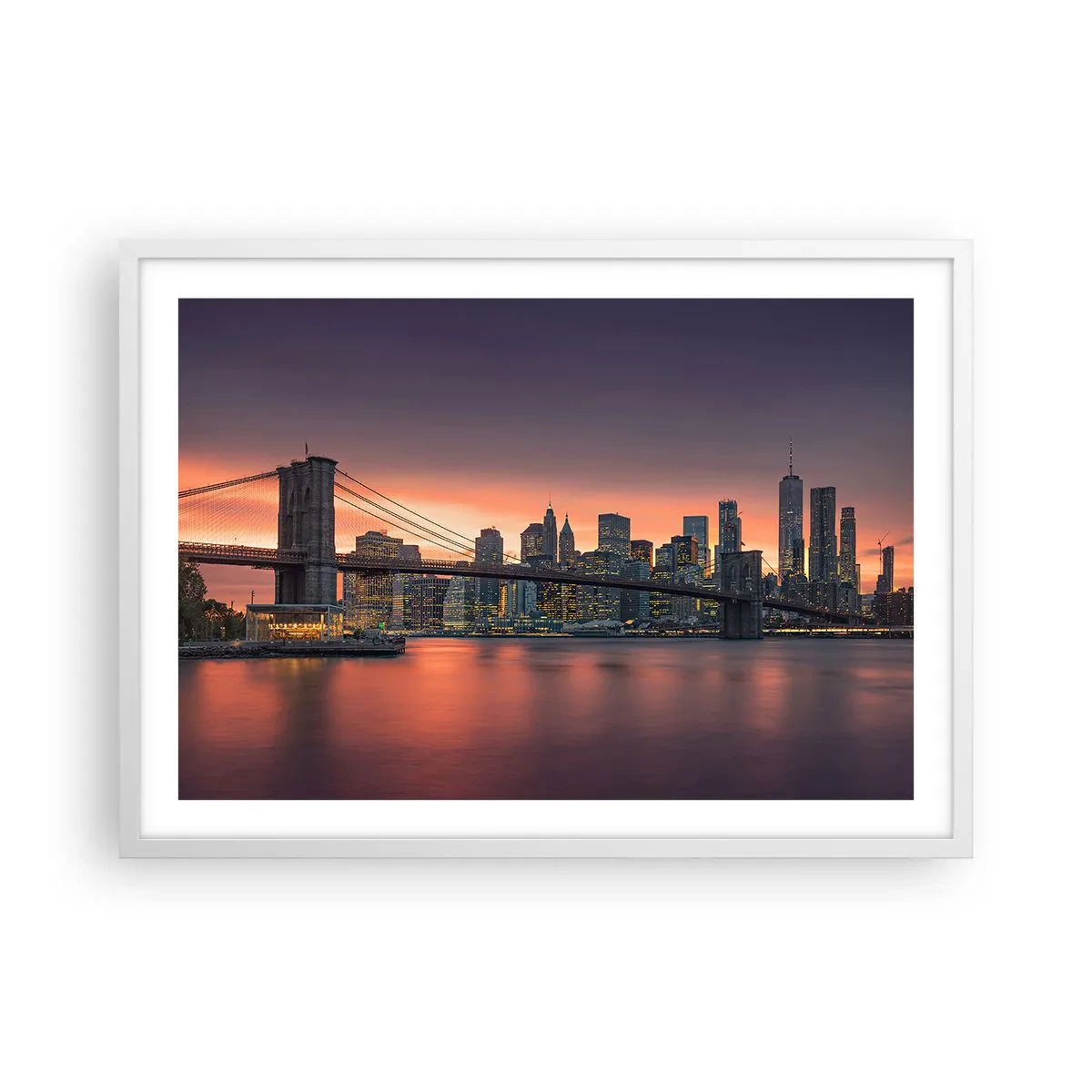 Pôster em moldura branca - Imersa no silêncio lilás - 70x50 cm