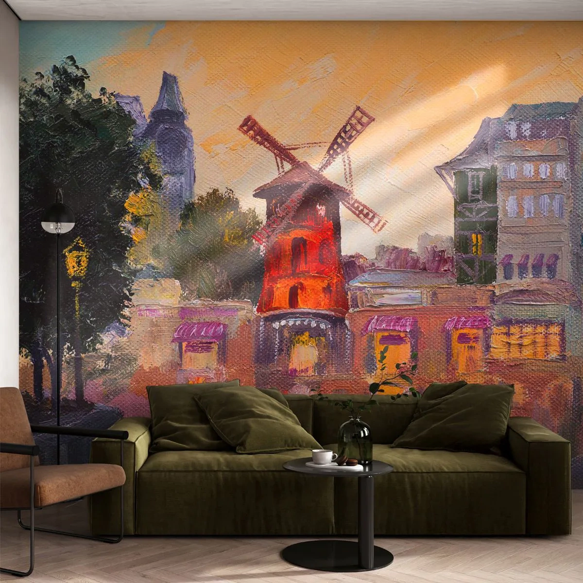 Papel de Parede Premium Canvas - Ícones parisienses – Moulin Rouge - Paris, Fã, Moulin Rouge - 450x315 cm