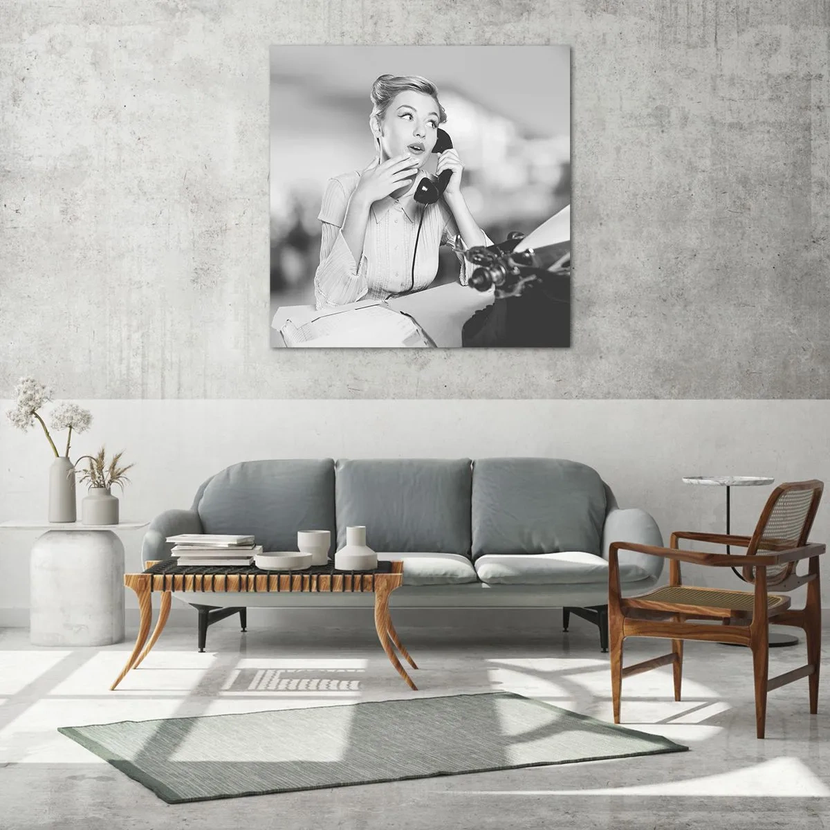 Quadro em vidro - Olá, estes são os anos 50. - 40x40 cm