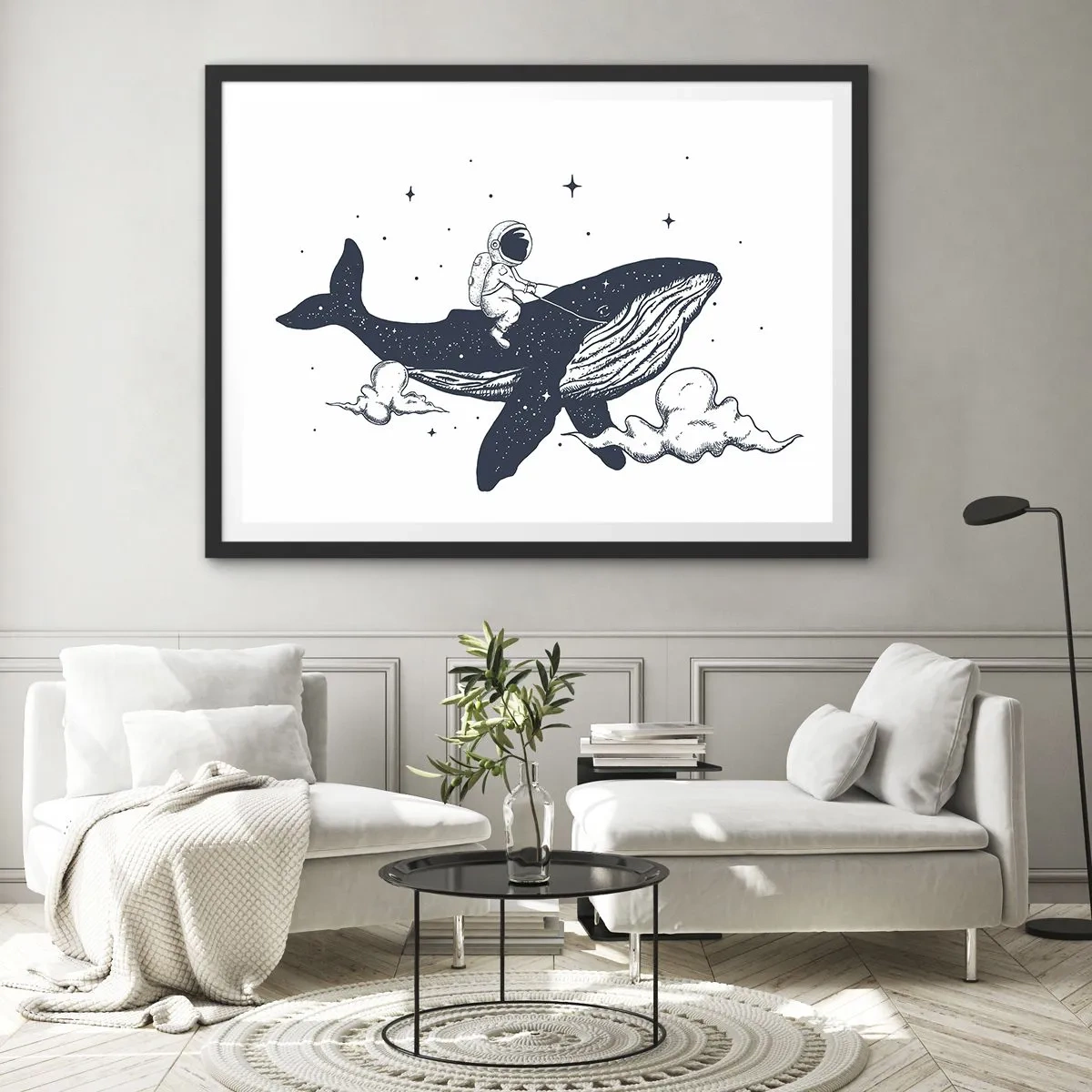 Pôster com moldura preta - Aventura espacial - 70x50 cm