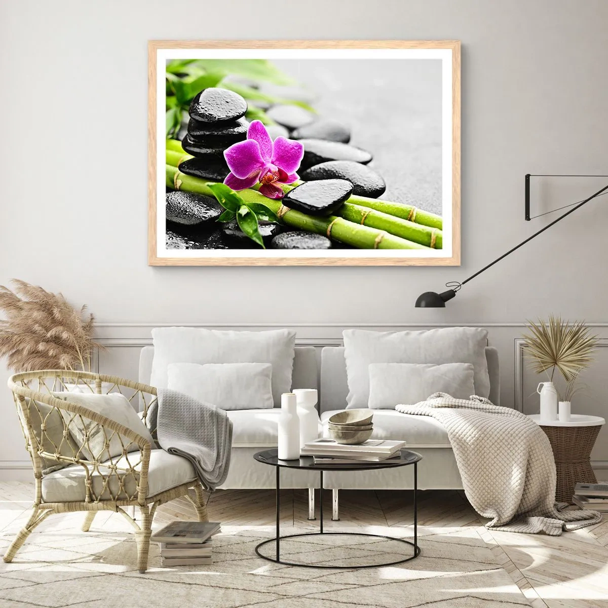 Pôster com moldura de carvalho claro - Calmo equilíbrio - 91x61 cm