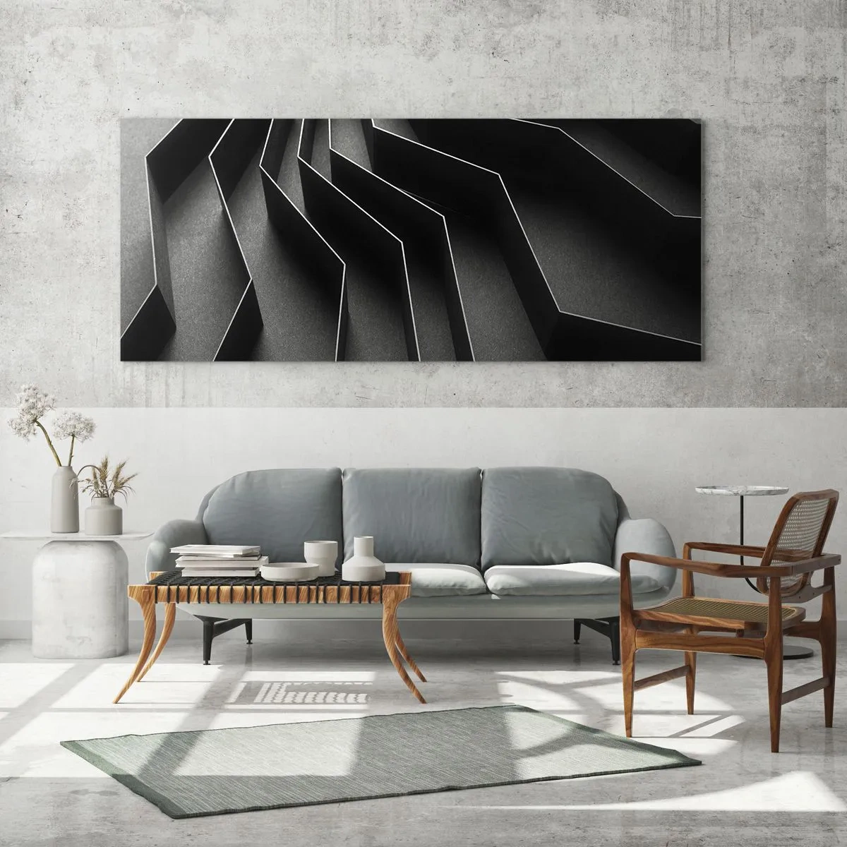 Quadro em vidro - Ordem espacial - 90x30 cm