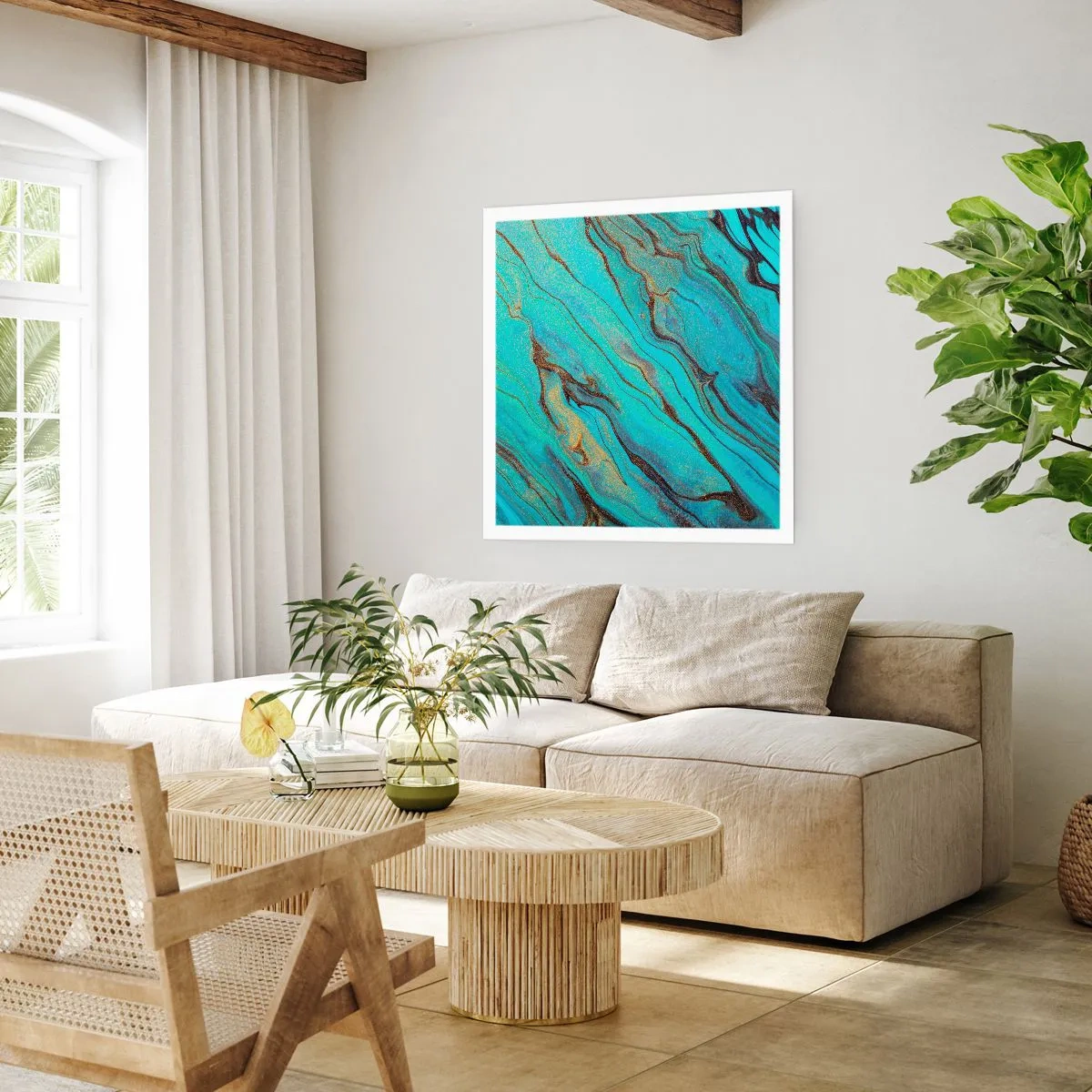 Pôster - Maré Turquesa - 40x40 cm