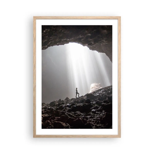 Pôster com moldura de carvalho claro - Gruta luminosa - 50x70 cm