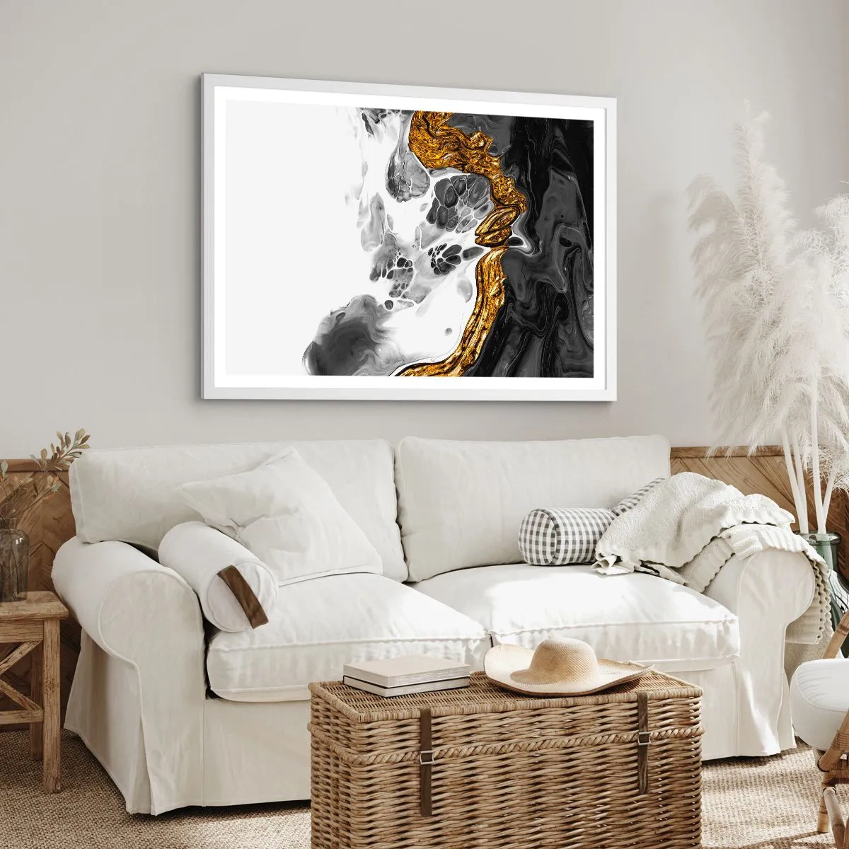 Pôster em moldura branca - Composição orgânica - 100x70 cm