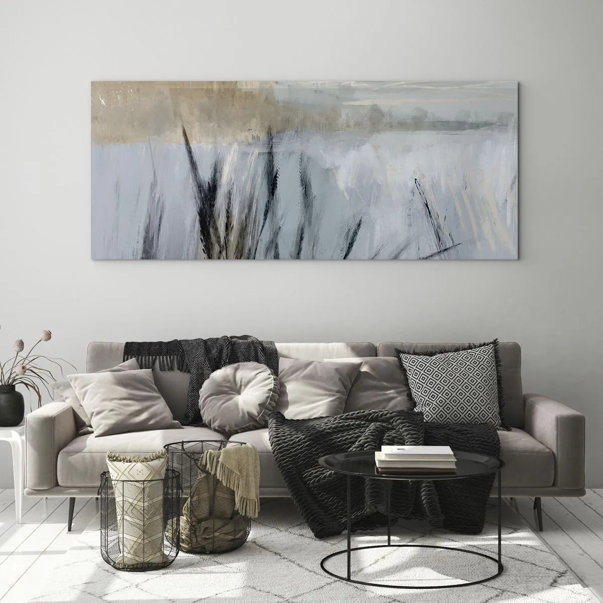 Quadro em vidro - Campos de inverno - 160x50 cm