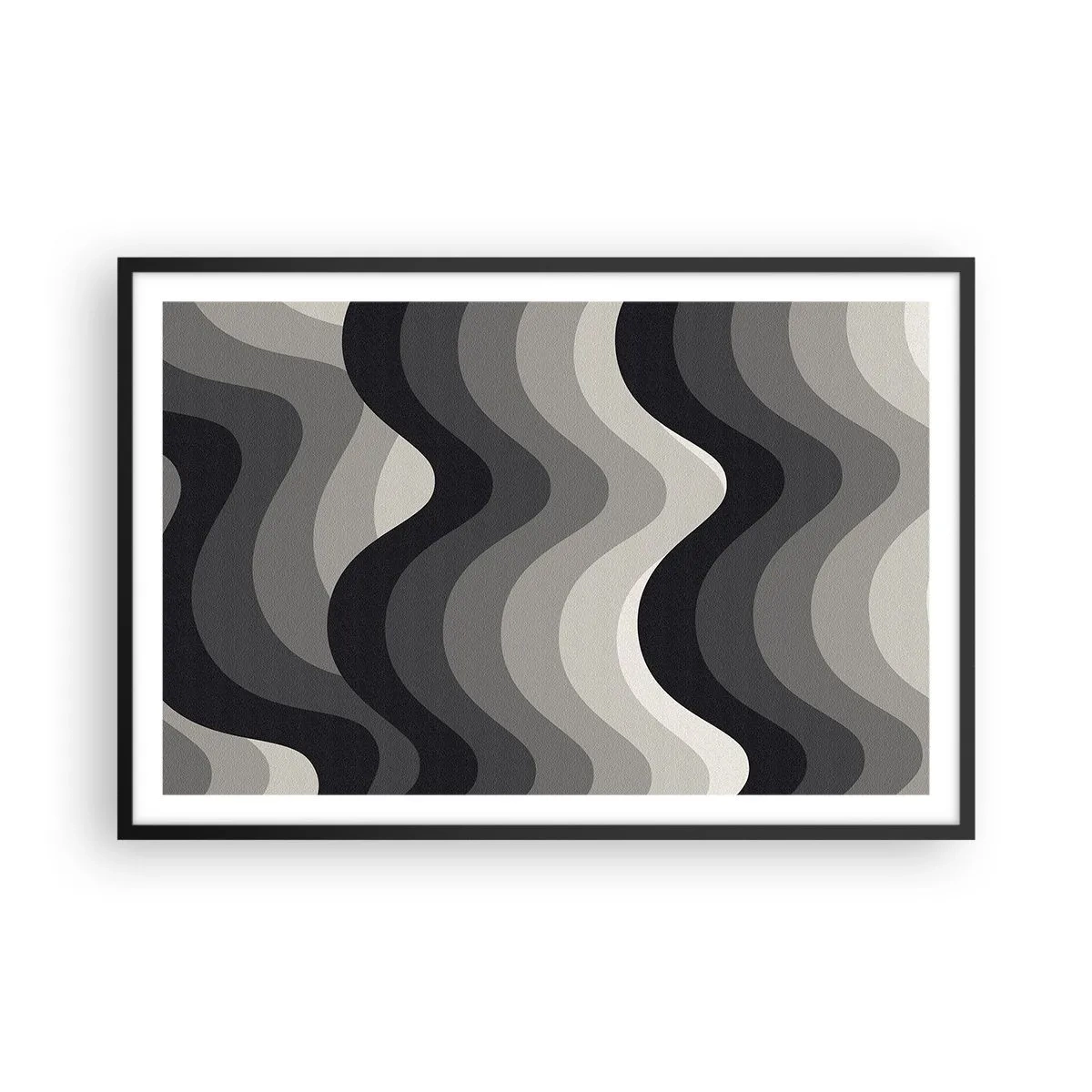 Pôster com moldura preta - Onda após onda - 91x61 cm