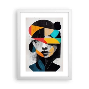 Pôster em moldura branca - Retrato interior multicolorido - 30x40 cm