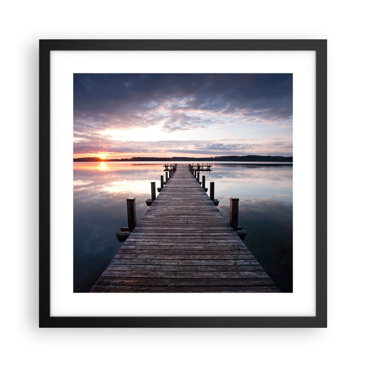 Pôster com moldura preta - A tranquila fronteira do dia e da noite - 40x40 cm