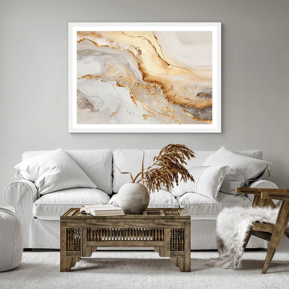 Pôster em moldura branca - Abstração: beleza e bondade - 40x40 cm