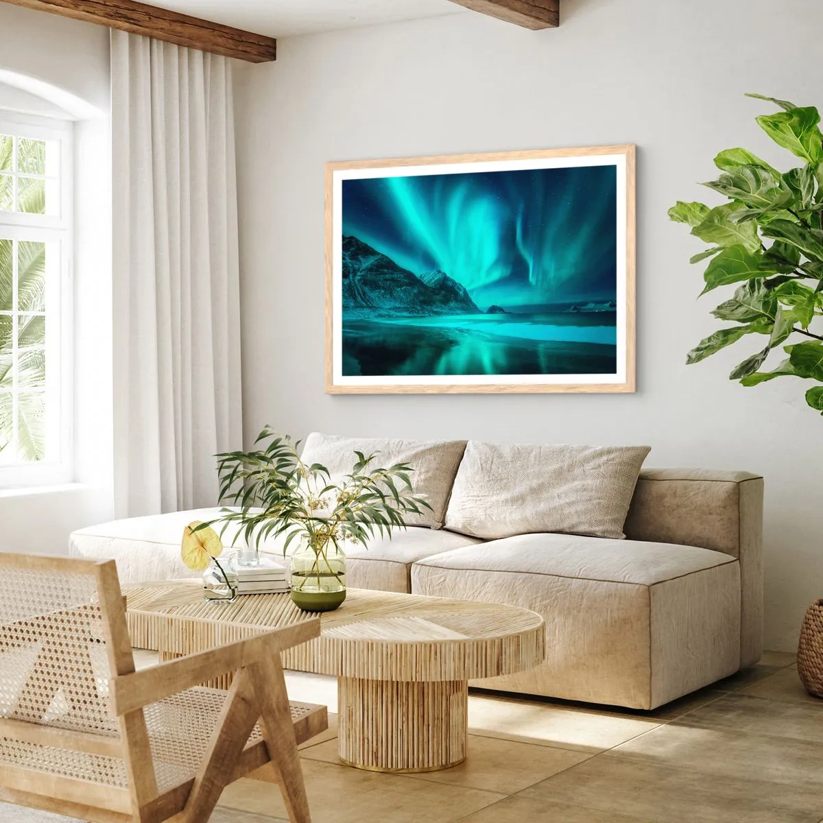 Pôster com moldura de carvalho claro - Maravilhas do Norte - 91x61 cm