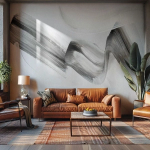 Papel de Parede Standard Eco - Listra preta artística em fundo claro - 100x70cm - Casualmente para se divertir - Decoração de parede moderna para a sala de estar e quarto ARTTOR